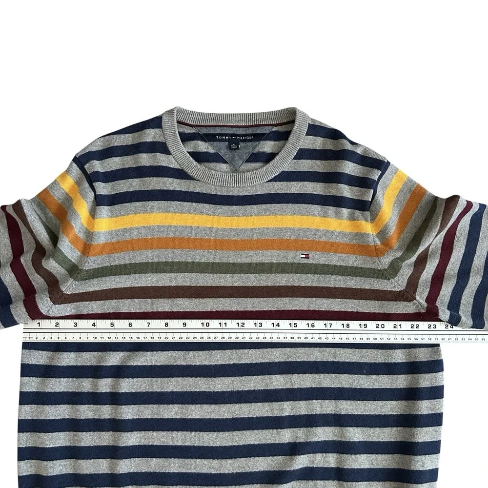 Tommy Hilfiger‎ Sweater Men's Striped Crew Neck Long Sleeve Grunge Skater XL